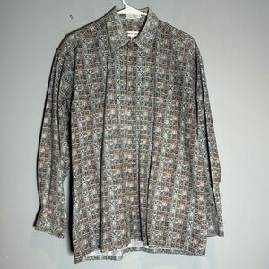 Pierre Cardin Vintage Patterned Long Sleeve Button Down Collared Shirt Sz M